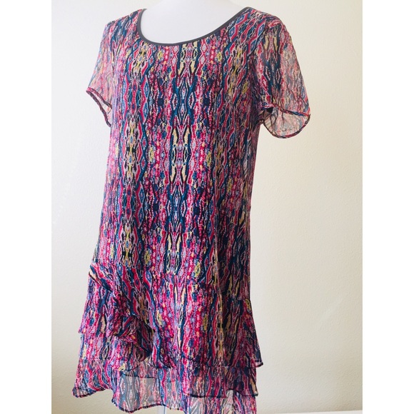 Ella Moss Silk Chiffon Layered Shift Dress - Picture 2 of 7